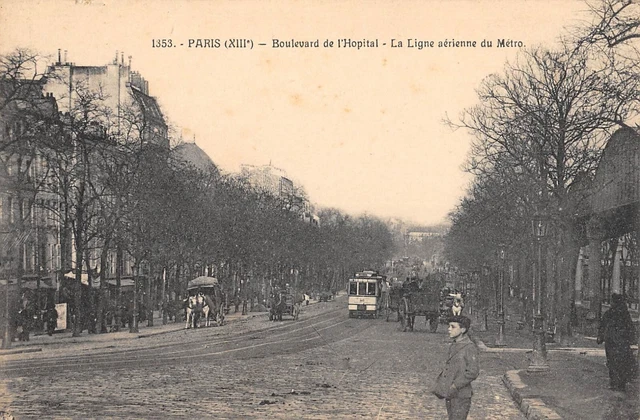CPA 75 PARIS / PARIS 13e / BOULEVARD DE L'HOPITAL LA LIGNE AERIENNE DU METRO