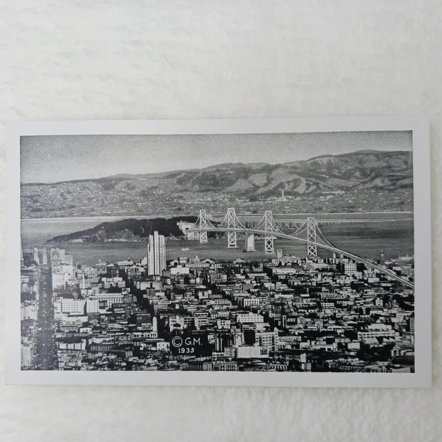 Postcard 1935 Aerial View San Francisco Oakland Bay Bridge Unposted B/W