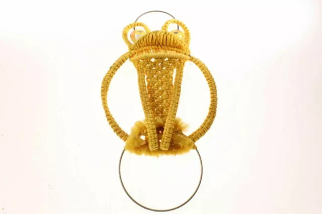 Vintage Mid Century Macrame Owl Frog Bath Kitchen Towel Hanger