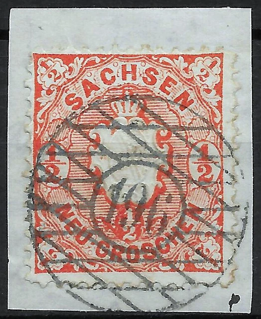 SACHSEN 1863... MiNr. 15 ...1/2 Ngr...Nummernstempel 196 (Mylau)