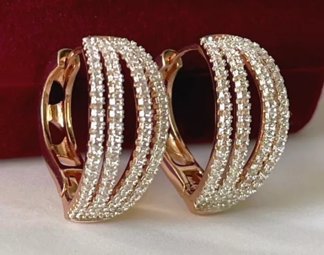 Luxus Ohrringe Creolen Zirkonia Kristalle 750er Gold 18K vergoldet Geschenk 23mm