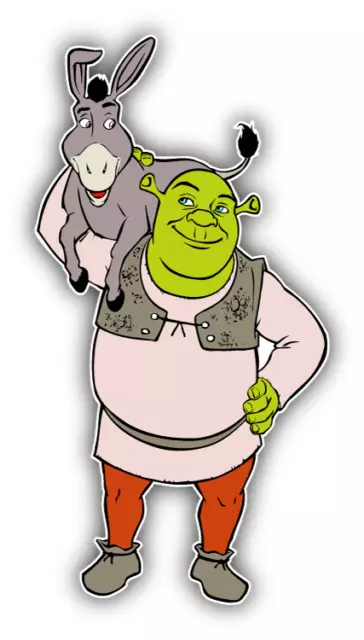 Shrek Donkey Friends Cartoon Car Bumper Sticker Decal 3'' x 6''