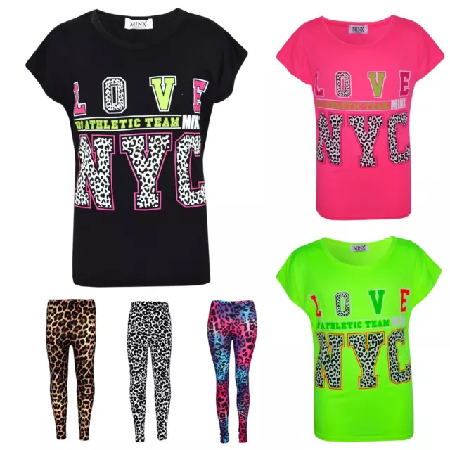 Kids Girls LOVE Us Athletic Team NYC Printed Trendy Fashion Crop Top 7-13 Years