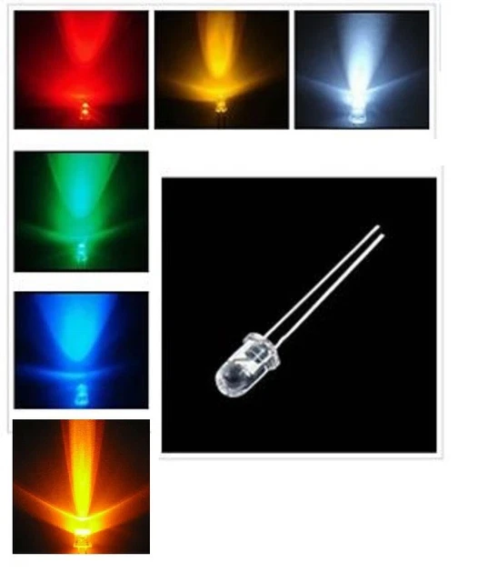 10 LED Rectangulares 2x5x7 Mm + Resistencias 12V - Colores Azul, Rojo, Blanco, Para Coche, Moto