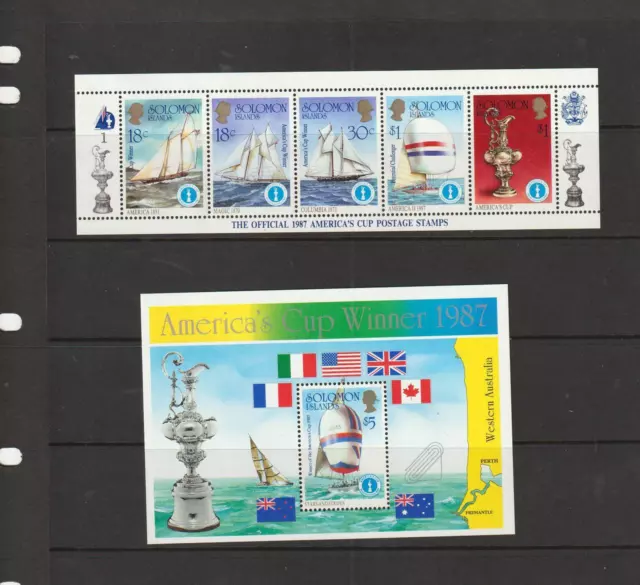 Solomon Islands 1987 America's Cup Racing Souvenir Sheet, Strip of 5 stamps MNH