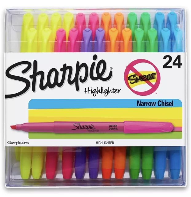 Sharpie Pocket Style Highlighters Marker Pen Chisel Tip Sharpie Bulk 24 x Texta