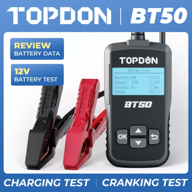 TOPDON BT50 12V Auto Batterietester Digital PKW KFZ Diagnosegerät Akku Testgerät