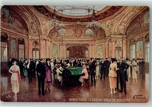 39636957 - Monte Carlo sign. Oilette Beraud Roulette Saal Casino