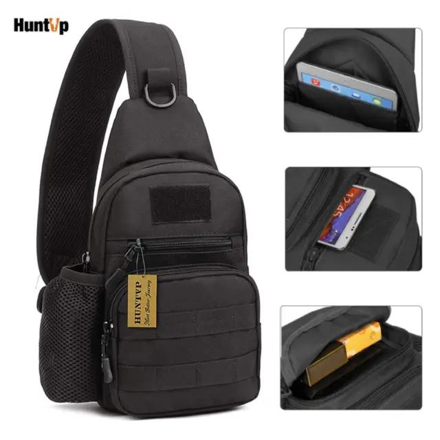 HUNTVP Tactical Military Chest Bag Crossbody Shoulder Sling Pack Hiking Backpack
