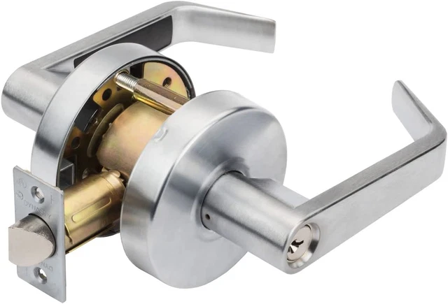 AUG-00-26D Grade 2 Commercial Duty Office Door Keyed Lever Lockset, ADA, Satin C