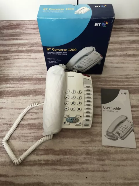 BT Converse 1200 Corded Telephone With Data And Headset Ports White.