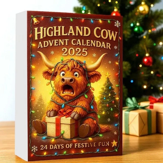 HIGHLAND COW ADVENT Calendar 2025 Cute Xmas Countdown Calendar £12.66 ...