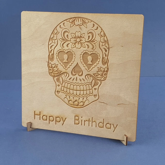 Cœur Eye Calavera Joyeux Anniversaire - Bois Carte - Cadeau Unique/Anniversaire