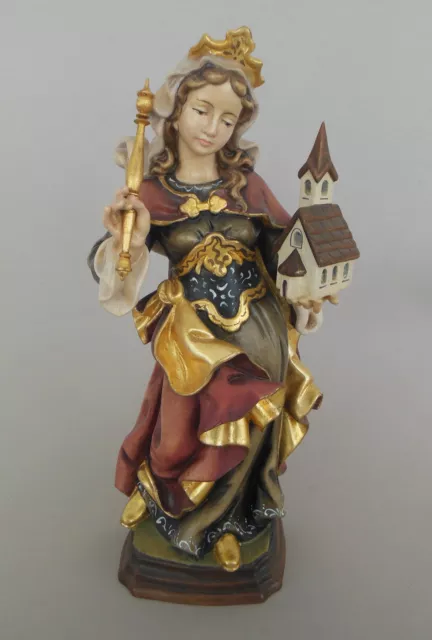 Heilige Mathilde Mathilda 30 cm hoch Holz bemalt Heiligenfigur Holzfigur
