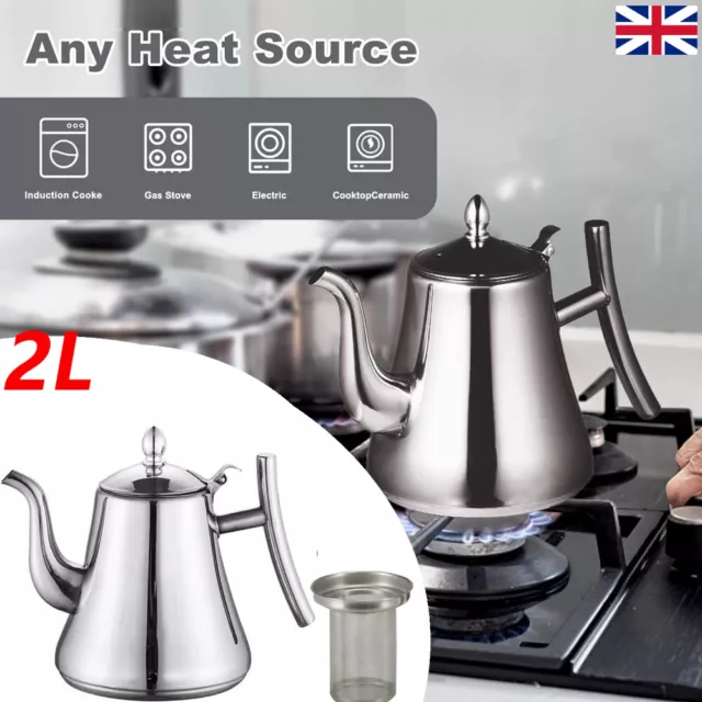 Stainless Steel Metal Teapot Cafe Kitchen Tea Coffee Drink Flip Lid Pot Catering