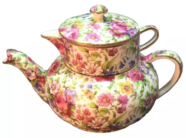 FABULOUS Royal Winton England  Grimwades Chintz Summertime Stacking Teapot!