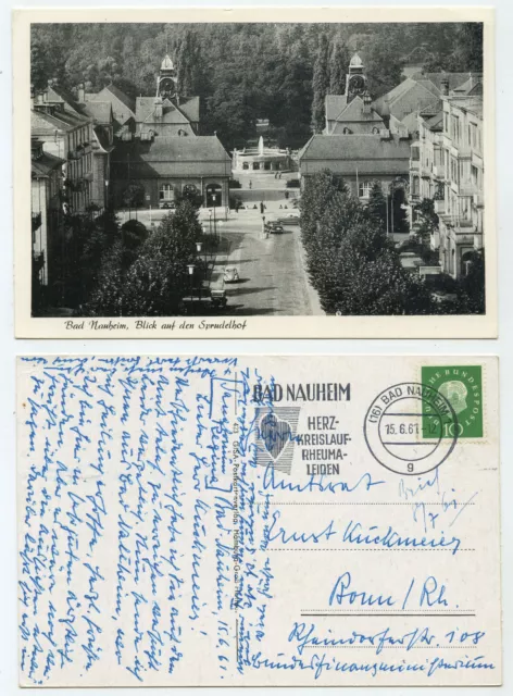 89234 - Bad Nauheim - view of the Sprudelhof - postcard, advertising stamp 15.6.1961