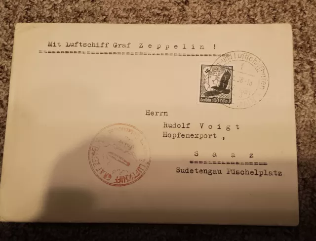 DR Zeppelin Brief - Sudetenland Fahrt : 1 Stempel ! - LZ 127 2.12.1938