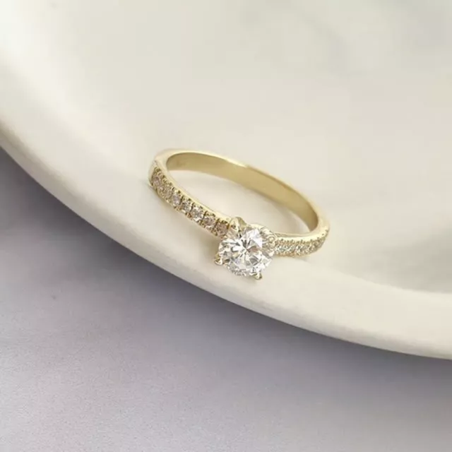 Anneau Mariage Diamant Rond Coupe 0.60 CT Certifié Labo Created Cvd 14K or Jaune