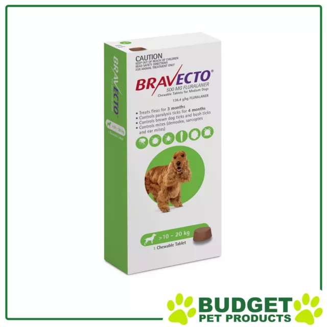 Bravecto For Medium Dogs 10-20kg 1 Chew