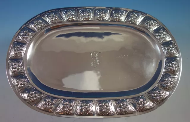 Aztec Rose by Sanborns Mexican Sterling Silver Bread Tray Oval 12" (#1772)