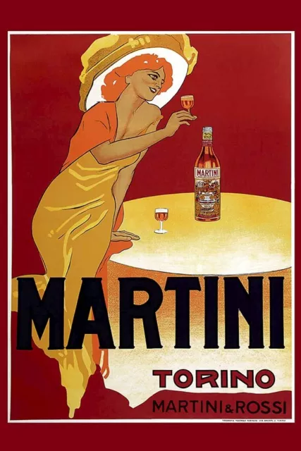 Poster Manifesto Locandina Pubblicitaria Stampa Vintage Vermouth Drink Martini