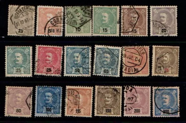 Portugal 1895 King Carlos Numerals short set to 300 reis SG342-58, 361-62 Used