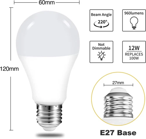 BRTLX E27 Schraubbirne, 12 W, 100 W gleichwertig, warmweiß 3000K, A60 Edison Light... 2