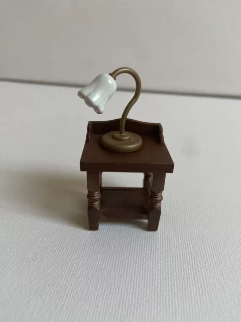 Sylvanian Families Vintage SPARES Brown Bedside Table & Lamp Bedroom Calico RARE