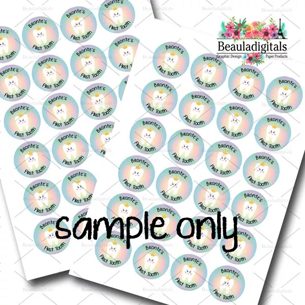 First Tooth Baby Personalised Stickers - First Tooth Labels  40mm/50mm 3