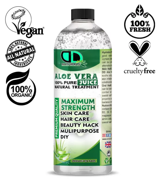 DD Aloe Vera Juice Max maximale Stärke - keine Konservierungsstoffe - 100% natürlich