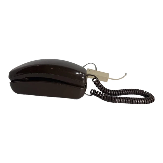 Vintage Brown Retro Telephone Landline Push Button ITT  Desk Top w/ Phone Jack