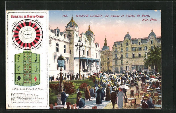 CPA Monaco, Le Casino et l'Hotel de Paris, Roulette de Monte-Carlo 1913
