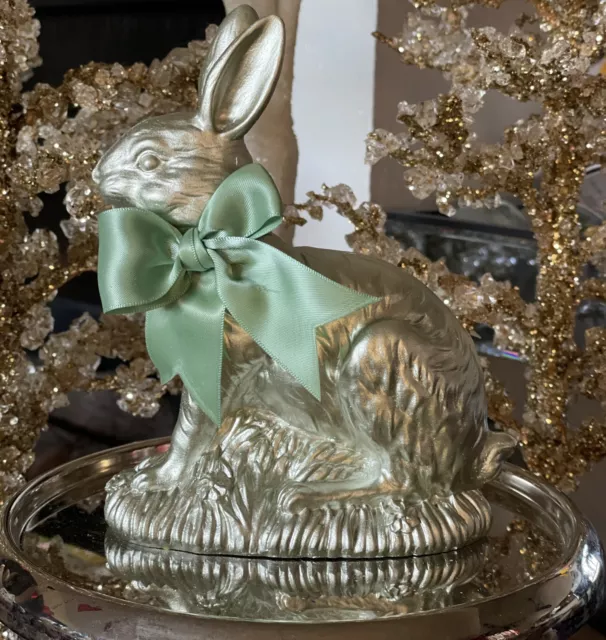 Faux Foil Chocolate Bunny Figurine 7 in Tall New