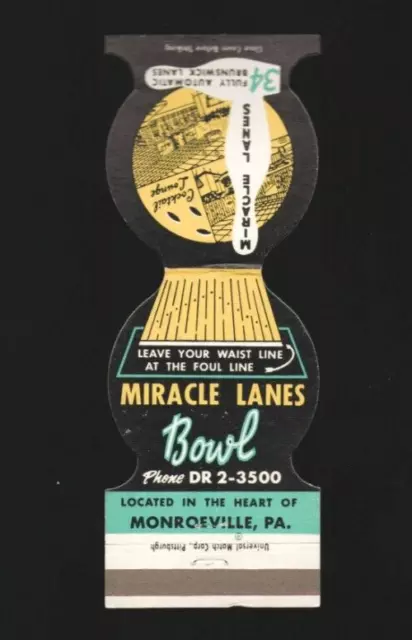 MIRACLE LANES BOWL Monroeville Pennsylvania PA Brunswick Cocktails Vtg ...