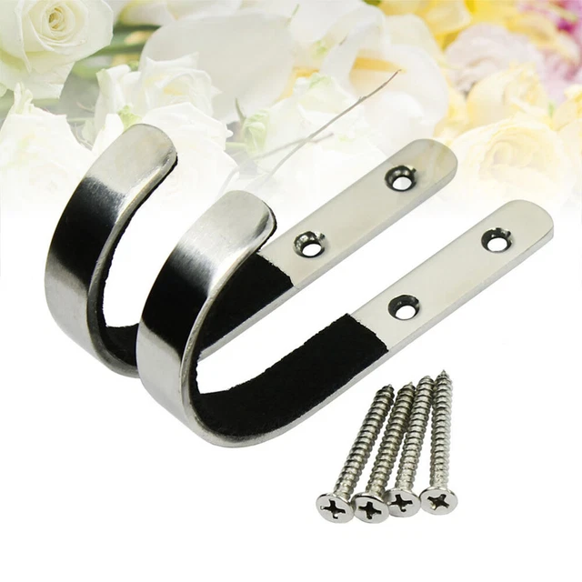 2 PCS/Set Rack Wall Mount 1 Wall Mounted Hooks Hanger Hooks Stainless Steel 6