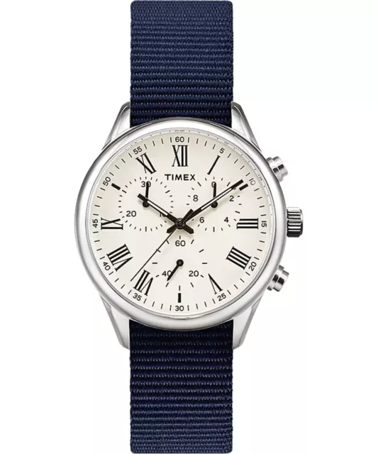 Timex TW2T43800 Weston Avenue Men's Analog Chronograph Watch Blue Fabric Strap