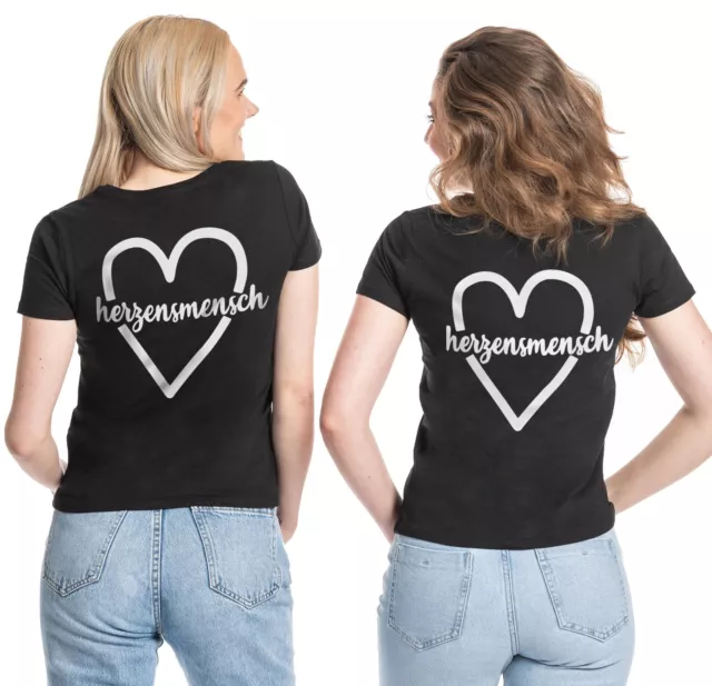 Couples Shop Damen Herzensmensch T-Shirt Sister BFF Best Friends Freunde Spruch