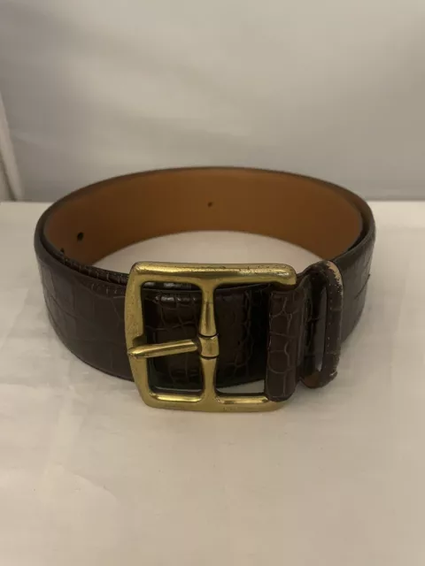 Vintage Ralph Lauren Italy Thick Leather Belt XL 47x2 Inches
