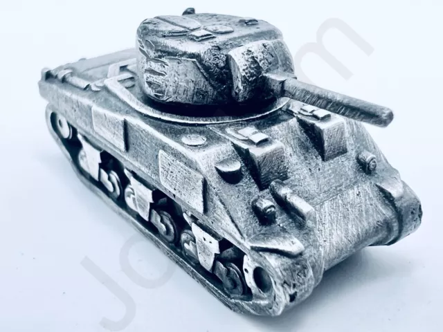 ~27 Grams Hand Poured Silver Bar .999 Fine Sherman Tank WWII Bullion Art Statue