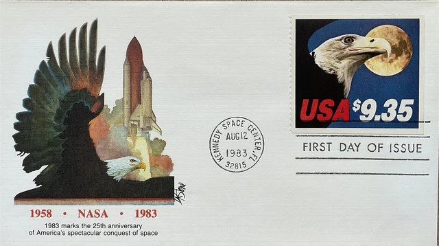 Fleetwood 1909 Eagle Over Moon $9.35 NASA 25th Anniversary Kennedy Space Center