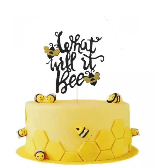 1pcs What will it bee cake topper Gender reveal Cake Topper Baby Shower toppers