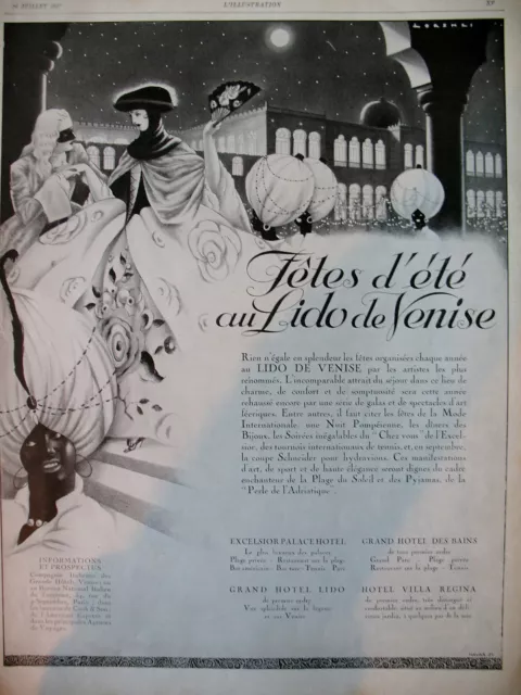 Lido De Venise Tourism Press Advertisement Hotel Summer Parties French Ad 1927