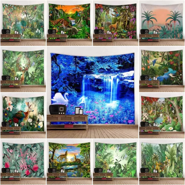 Large Forest Animals 3D Wall Hanging Blanket Throw Tapestry Bedspread Mural Art
