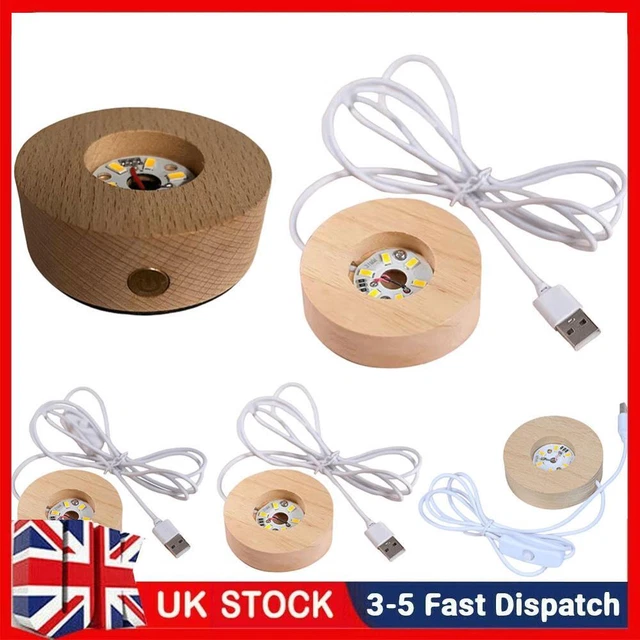 WOODEN LED LIGHT Display Base Crystal Glass Light Base Stand LED ...