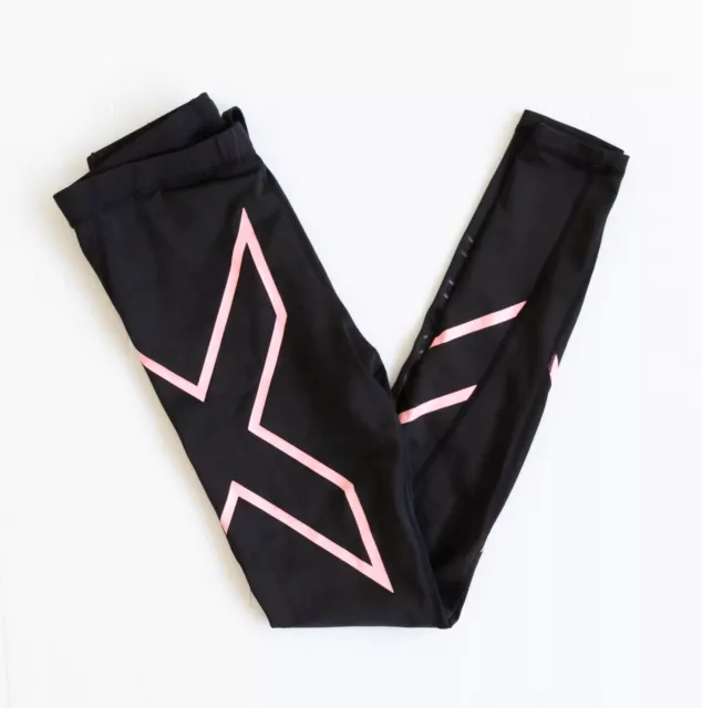 2XU Women’s Compression Tights Size M Black Pink Logo Gym Yoga Running Active