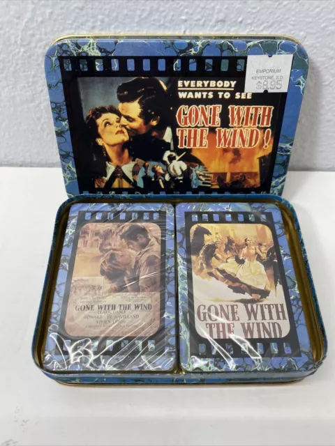 VTG Gone With The Wind 1995- 2 Sealed Decks Playing Cards in Collector's Tin NEW