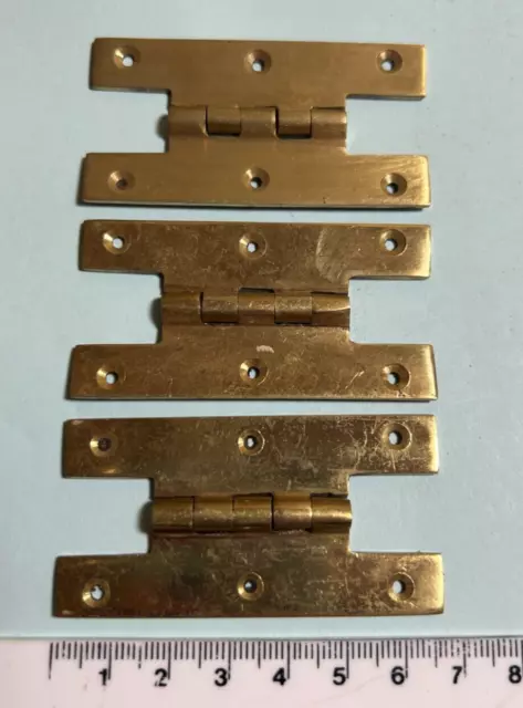 Vintage Reclaimed Antique Solid Brass H-hinges (A135)