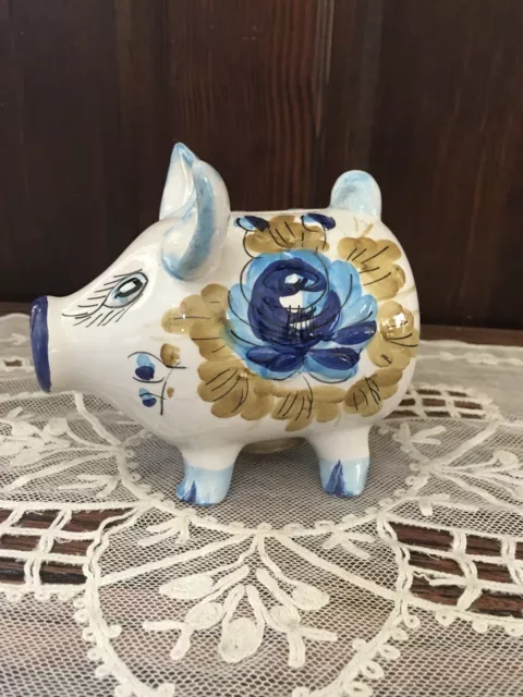 Vintage made in Italy Pottery Hand Painted Piggy Bank
