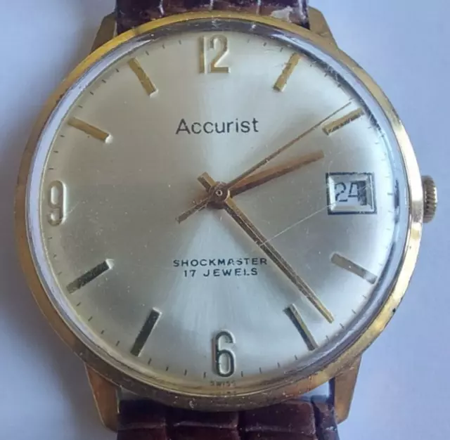 ACCURIST SHOCKMASTER 17 Jewels Gold Plated Hand Wind Vintage Men s Watch Working 20.00 PicClick UK